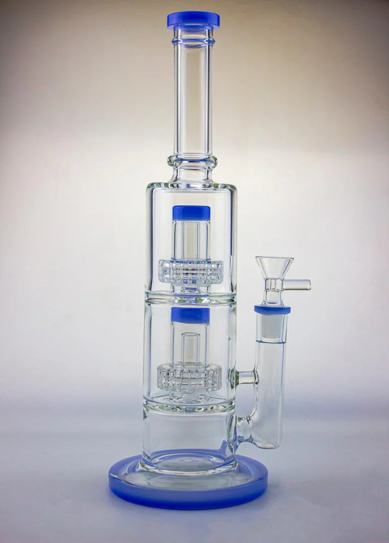 Approx. 12" Dual Matrix Percolator Glass Water Pipe