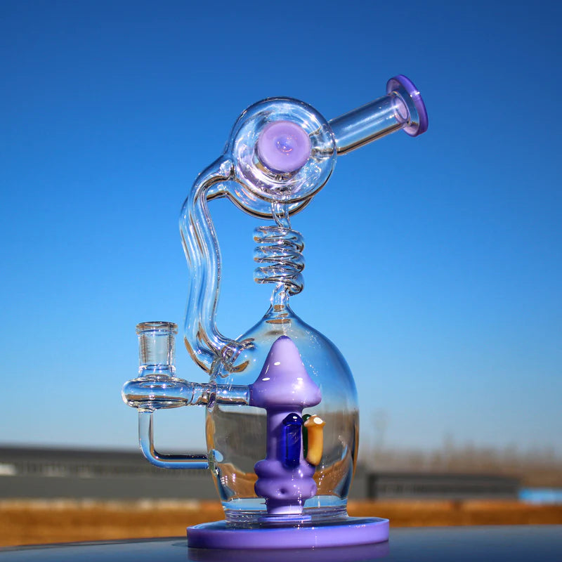 Approx. 11" Spiral Mushroom Recycler Water Pipe W/ Circ Perc